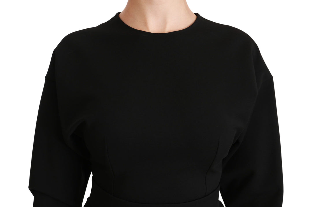 Dolce &amp; Gabbana Black Bodycon Sheath Midi Stretch Dress women’s dress