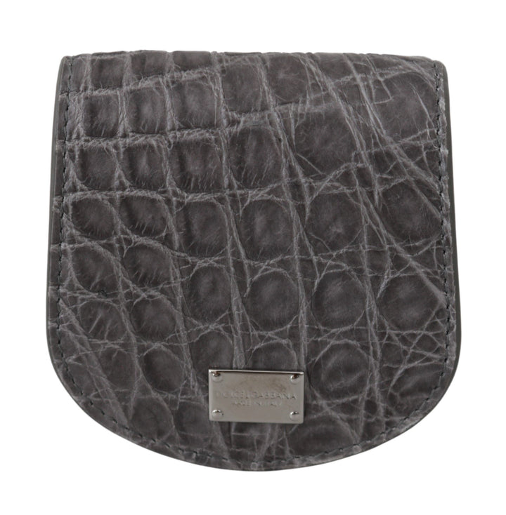 Dolce &amp; Gabbana Gray Exotic Skin Condom Case Holder Pocket Wallet