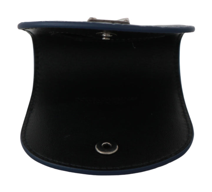 Dolce &amp; Gabbana Blue Leather Holder Pocket Condom Case