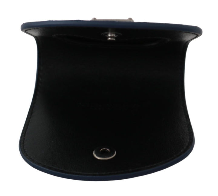 Dolce &amp; Gabbana Blue Holder Pocket Wallet Blue Exotic Skin Condom Case