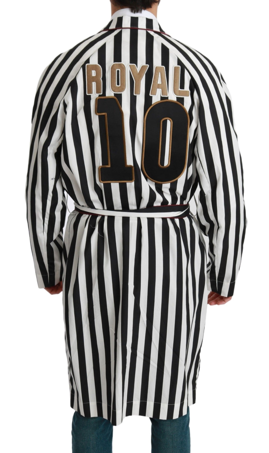 Dolce &amp; Gabbana Black Coat Nightgown  White Cotton Robe