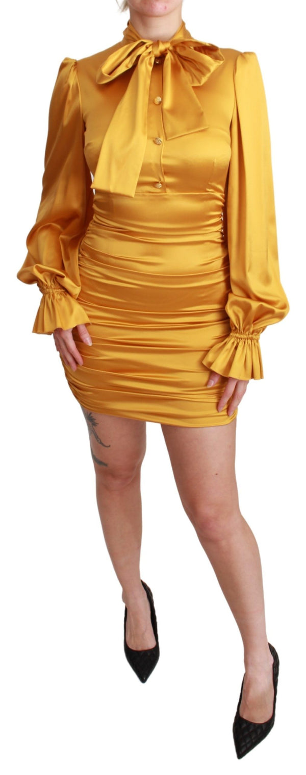 Dolce & Gabbana Yellow Silk Stretch Sheath Bodycon Mini Dress women’s dress