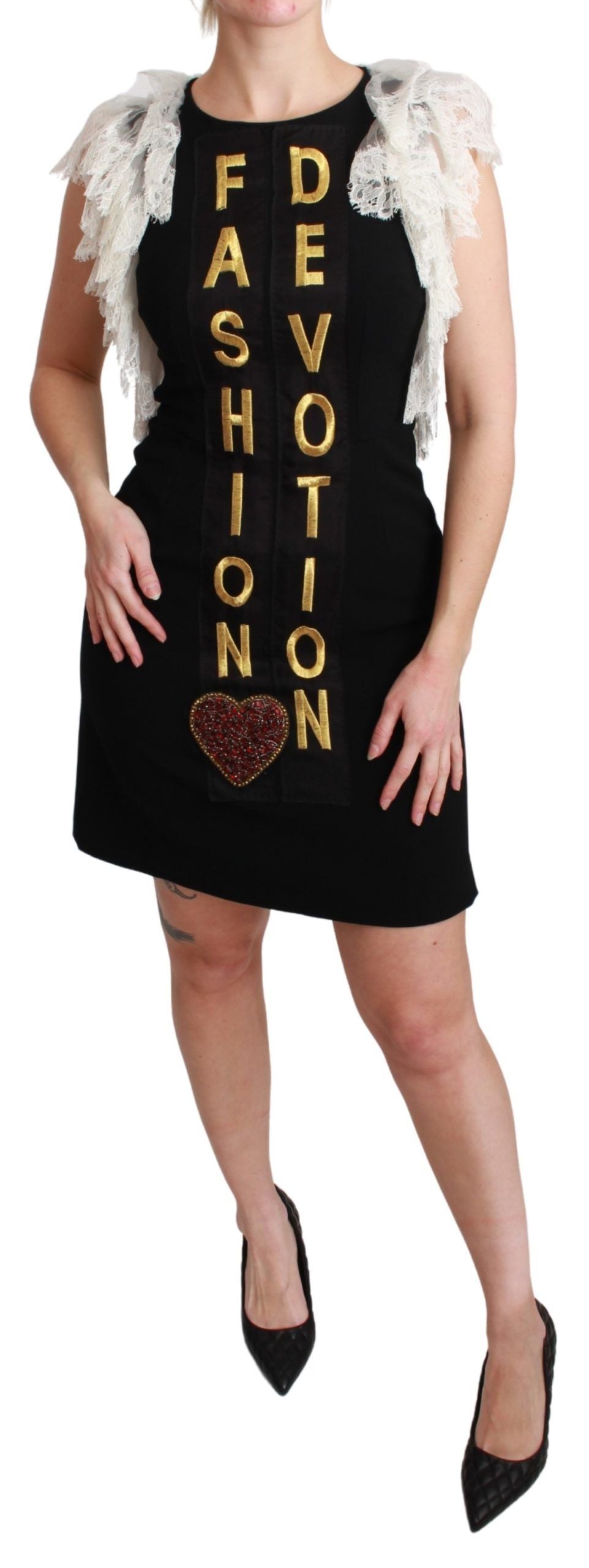 Dolce &amp; Gabbana Black Fashion Devotion Sheath Mini Dress women’s dress