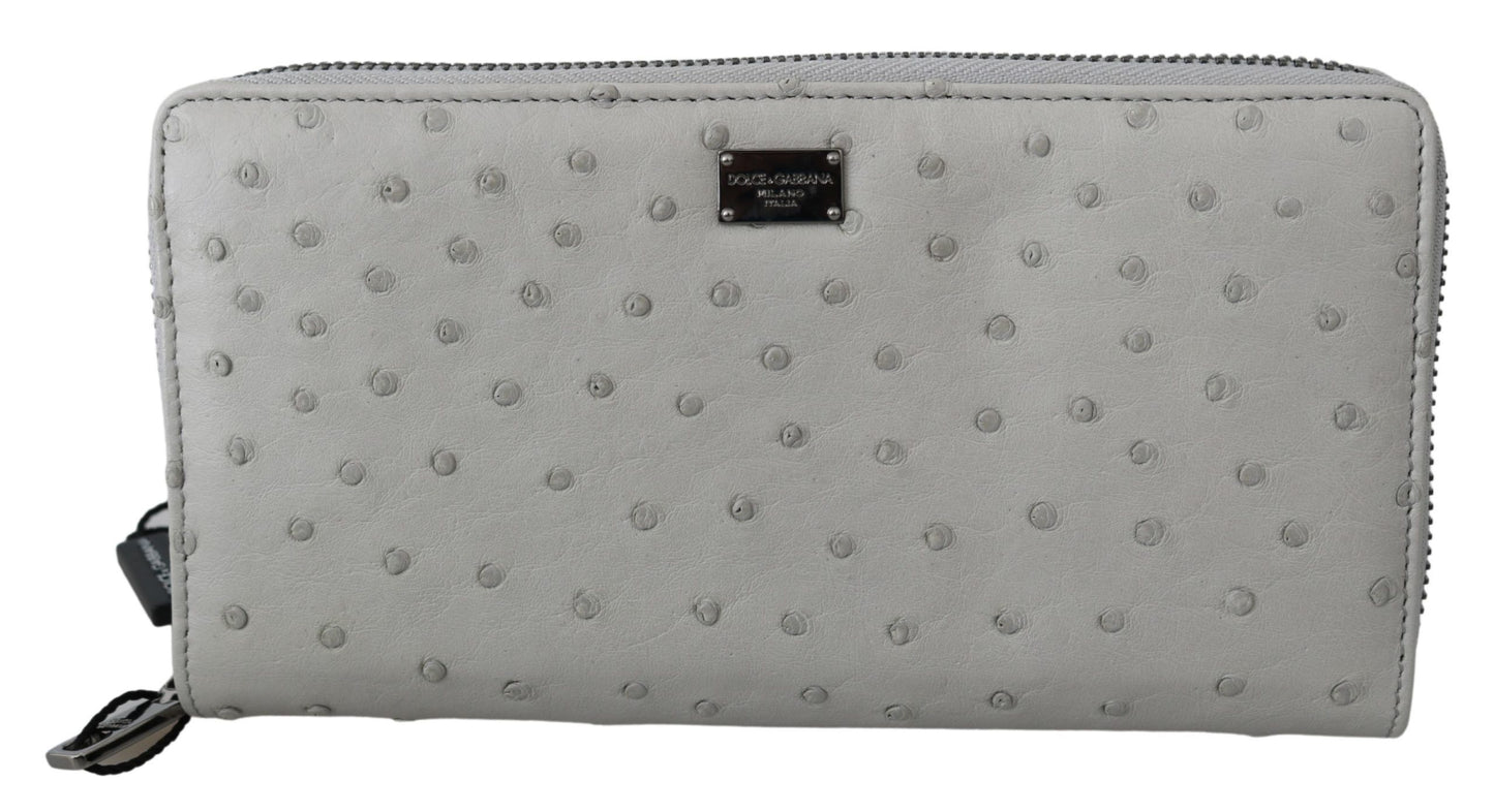 Cartera continental Dolce Gabbana de piel de avestruz para vestir en gris