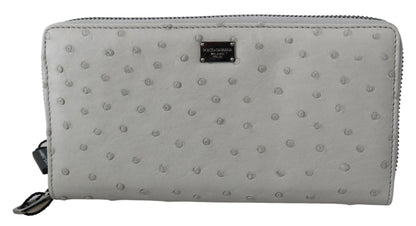 Cartera continental Dolce Gabbana de piel de avestruz para vestir en gris