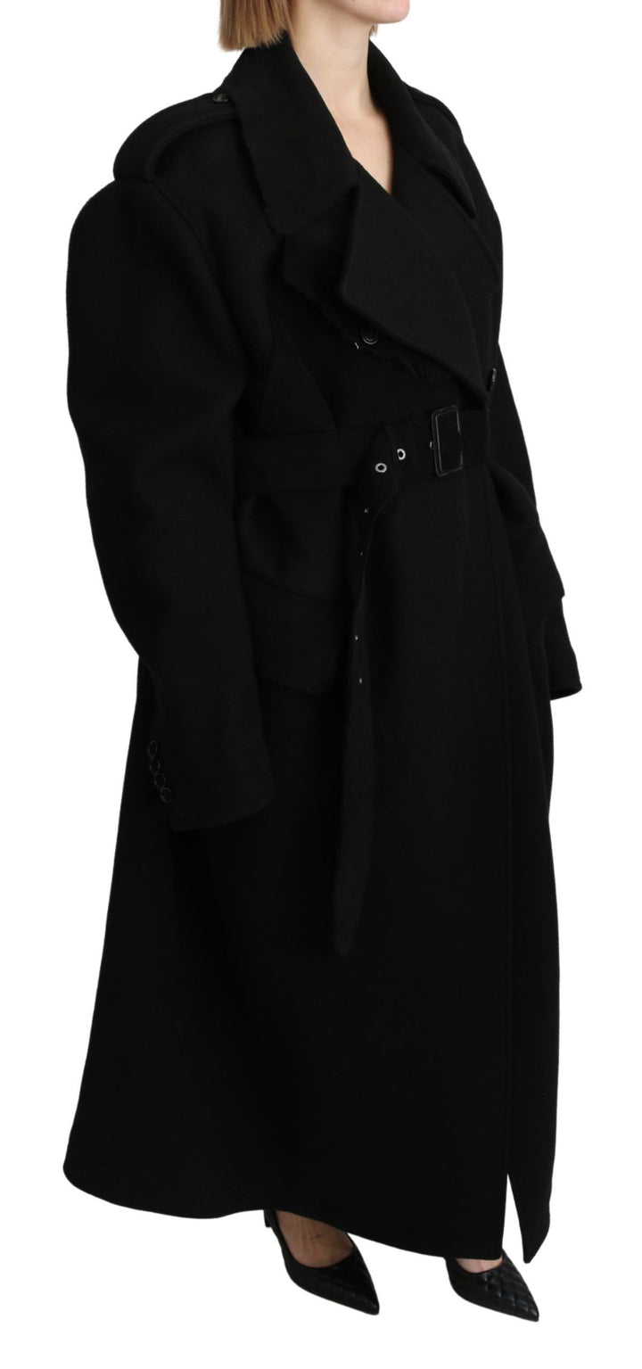 Dolce &amp; Gabbana Virgin Wool Black Blazer Trenchcoat Jacket