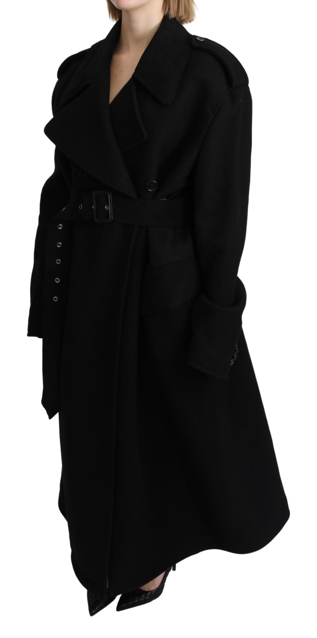 Dolce &amp; Gabbana Virgin Wool Black Blazer Trenchcoat Jacket