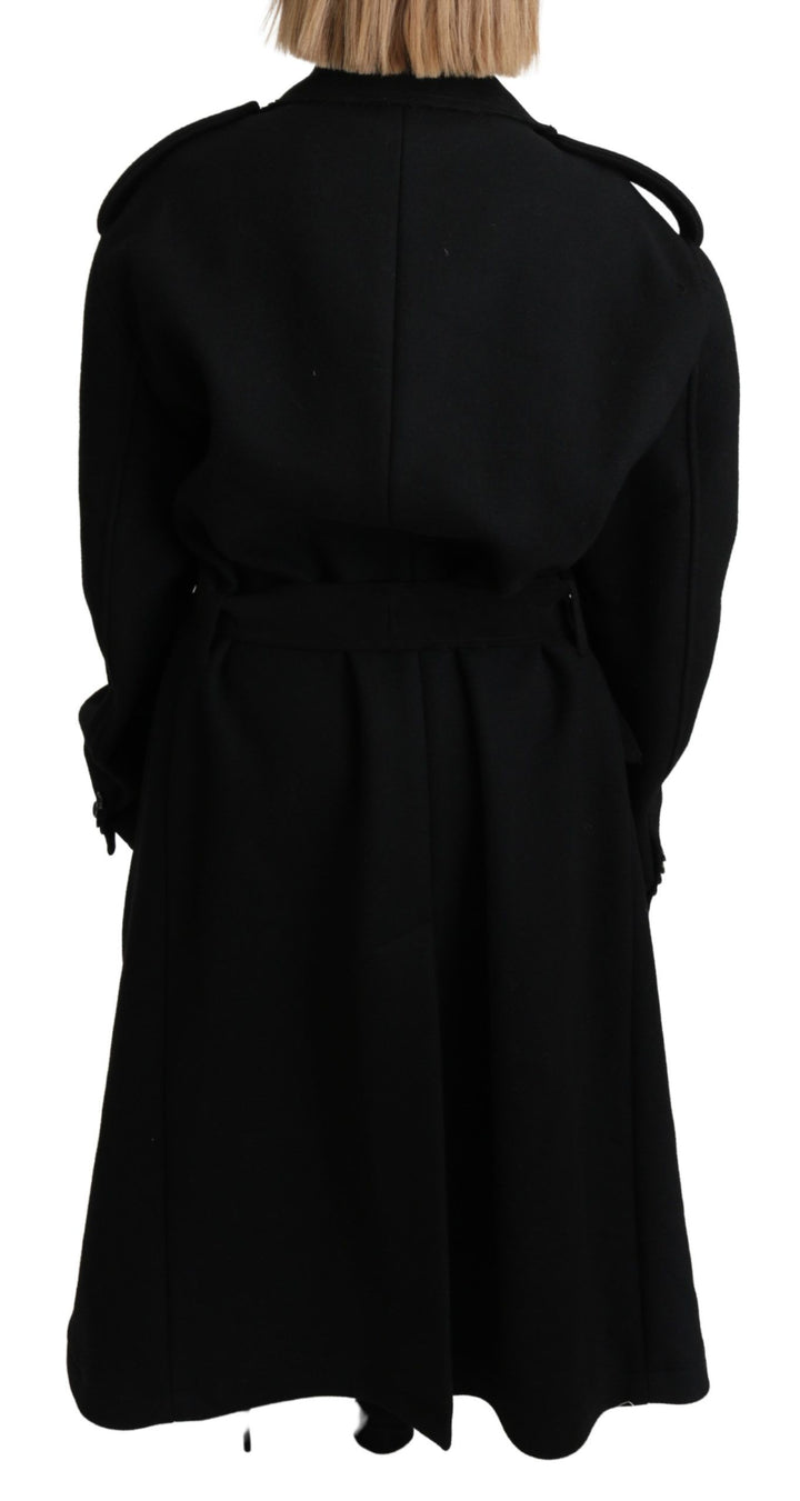 Dolce &amp; Gabbana Virgin Wool Black Blazer Trenchcoat Jacket