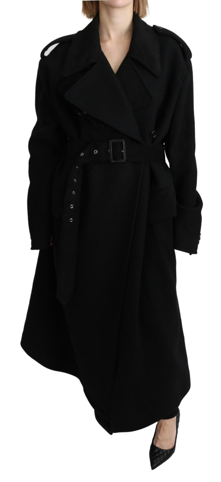 Dolce &amp; Gabbana Virgin Wool Black Blazer Trenchcoat Jacket