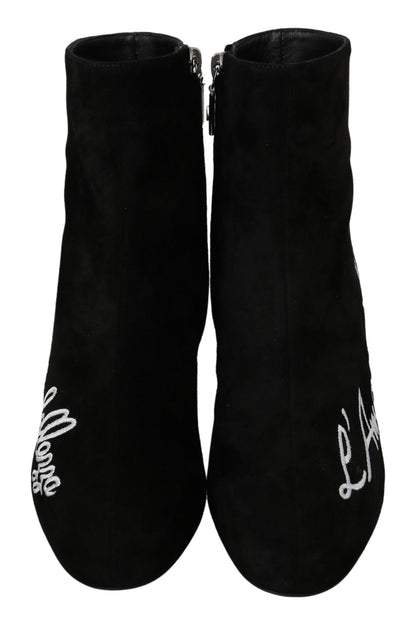 Dolce &amp; Gabbana Botines Ante Negro L Amore E Bellezza