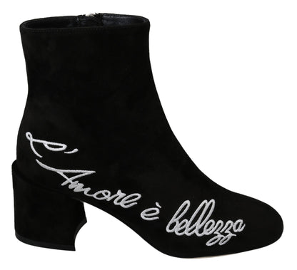 Dolce &amp; Gabbana Botines Ante Negro L Amore E Bellezza