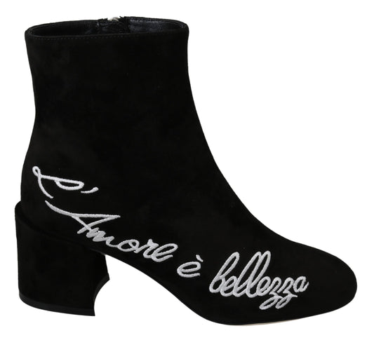 Dolce &amp; Gabbana Botines Ante Negro L Amore E Bellezza