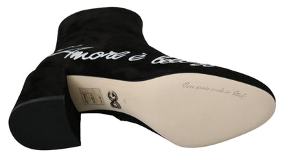 Dolce &amp; Gabbana Botines Ante Negro L Amore E Bellezza