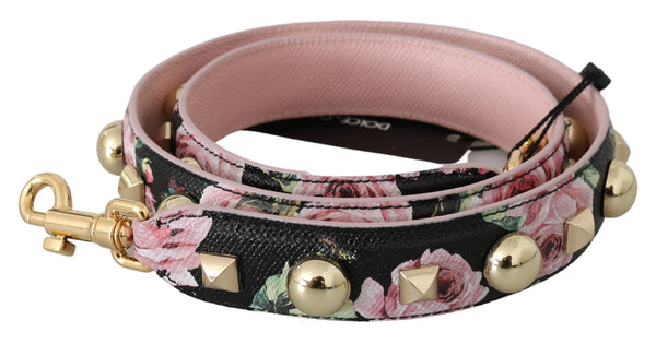 Dolce & Gabbana - Pink Floral Leather Stud Accessory Shoulder Strap