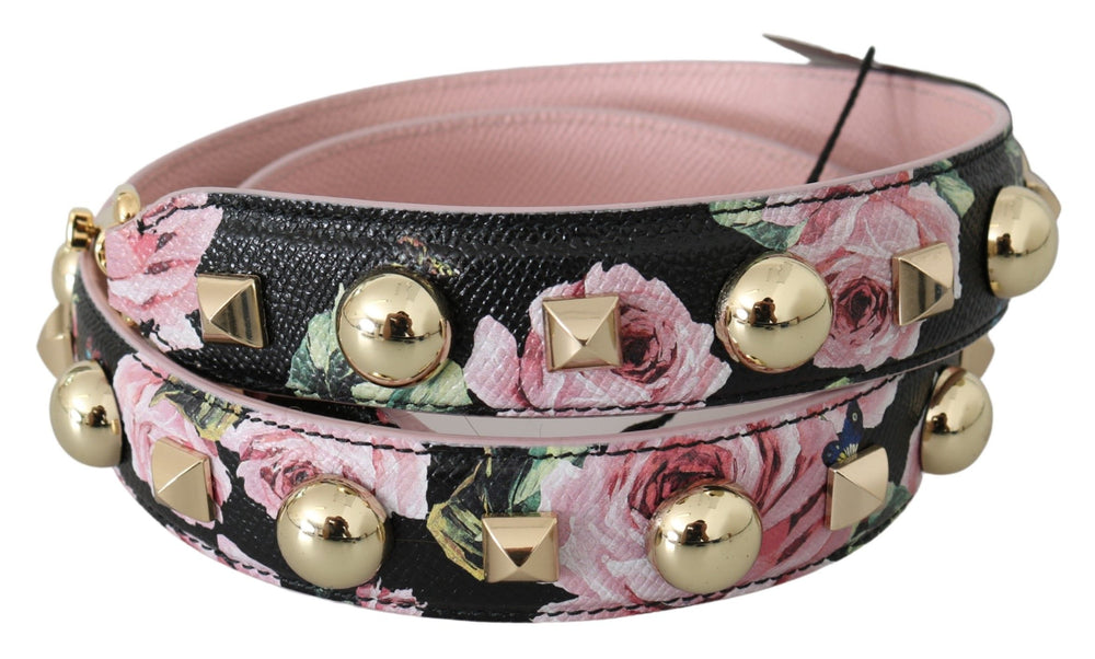 Dolce & Gabbana - Pink Floral Leather Stud Accessory Shoulder Strap