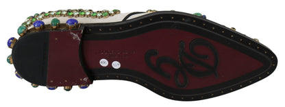 Dolce &amp; Gabbana - Ballerines élégantes en daim blanc avec cristaux