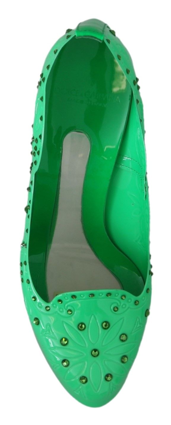 Escarpins Cendrillon en cristal Dolce &amp; Gabbana, en vert luxuriant