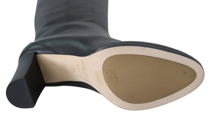 Jimmy Choo Élégantes bottes à talons en cuir de veau noir
