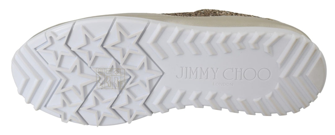 Jimmy Choo Zapatillas de piel dorada antigua Monza Osao
