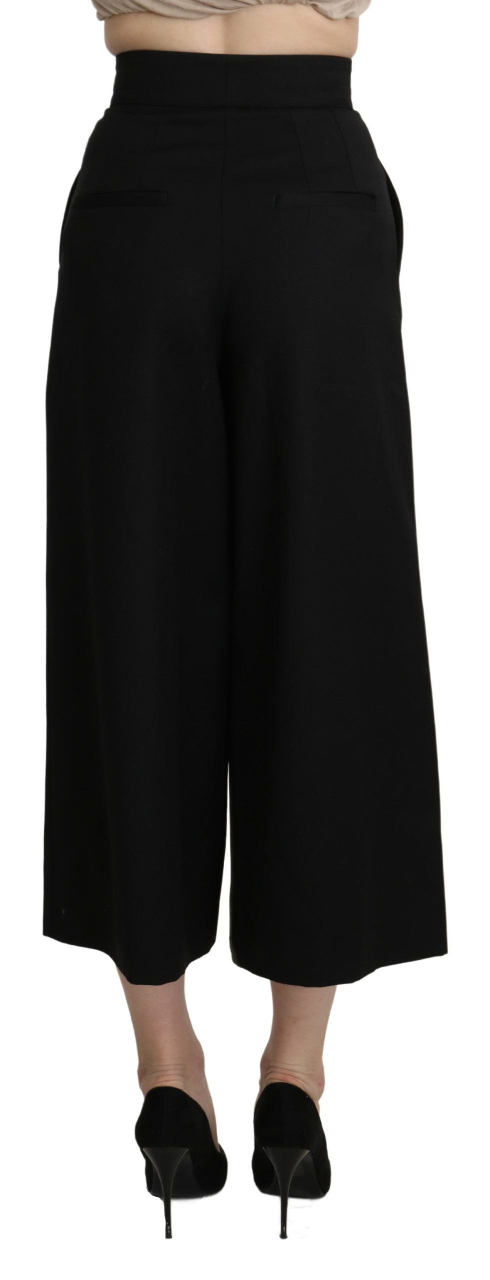 Pantalon élégant taille haute en laine vierge à jambes larges Dolce &amp;amp; Gabbana