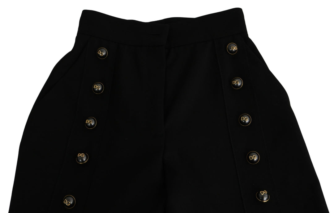 Pantalon élégant taille haute en laine vierge à jambes larges Dolce &amp;amp; Gabbana