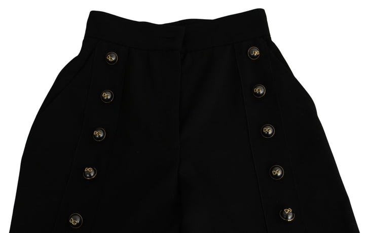 Pantalon élégant taille haute en laine vierge à jambes larges Dolce &amp;amp; Gabbana