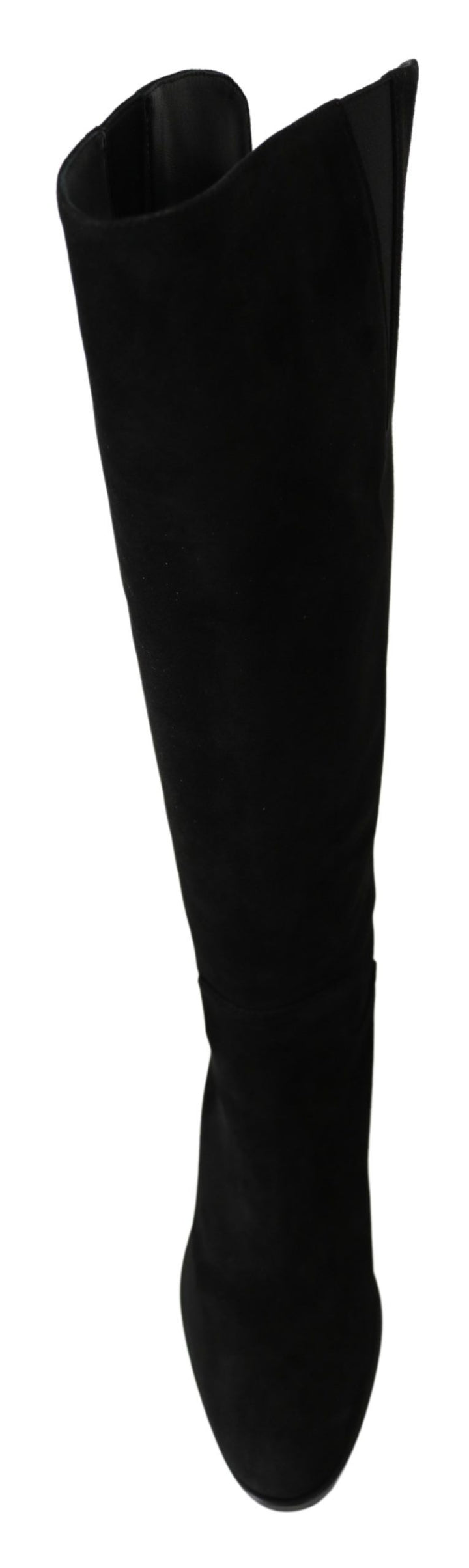 Dolce &amp; Gabbana Black Suede Knee High Flat Boots Shoes