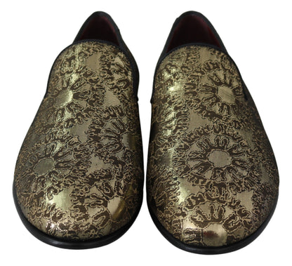 Mocassins Dolce &amp; Gabbana bordeaux dorés et chaussures habillées