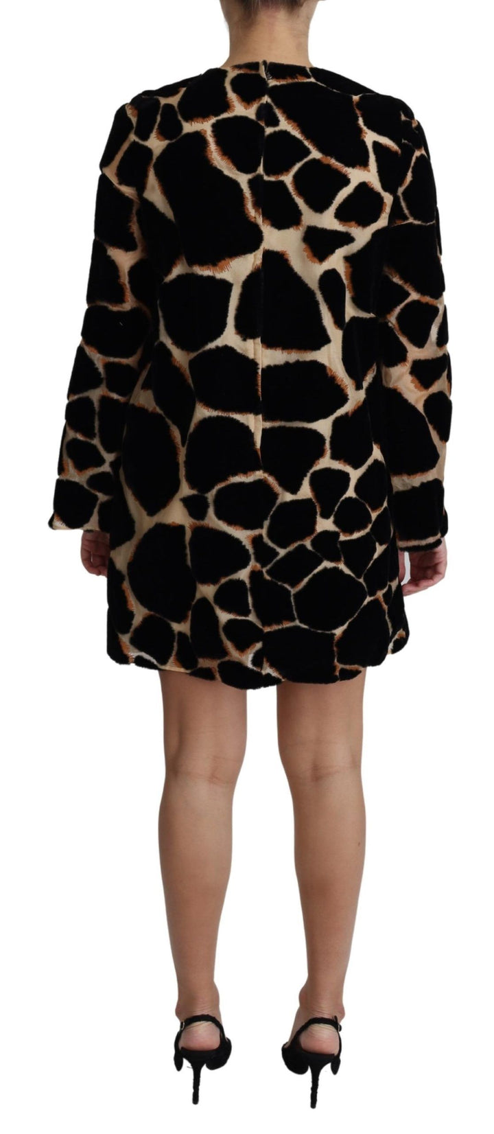 Dolce &amp; Gabbana Black Giraffe Print Shift Mini Dress women’s dress