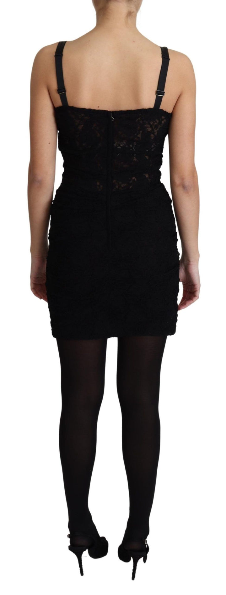 Dolce &amp; Gabbana Black Lace Up Floral Corset Bustier Mini Dress women’s dress