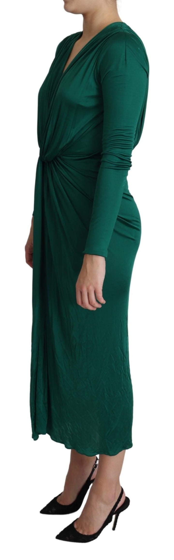Dolce &amp; Gabbana Green Fitted Silhouette Midi Viscose Dress women’s dress