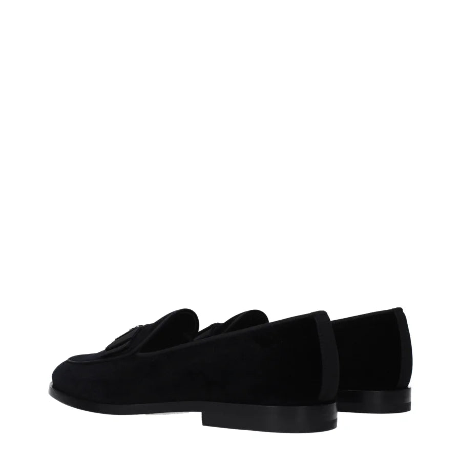 Dolce & Gabbana Black Velvet Slip-On Loafers
