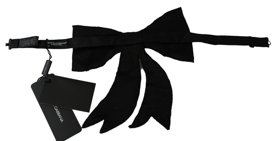 Dolce &amp; Gabbana Silver Tone 100% Silk Crystal Embellished Women  Bowtie