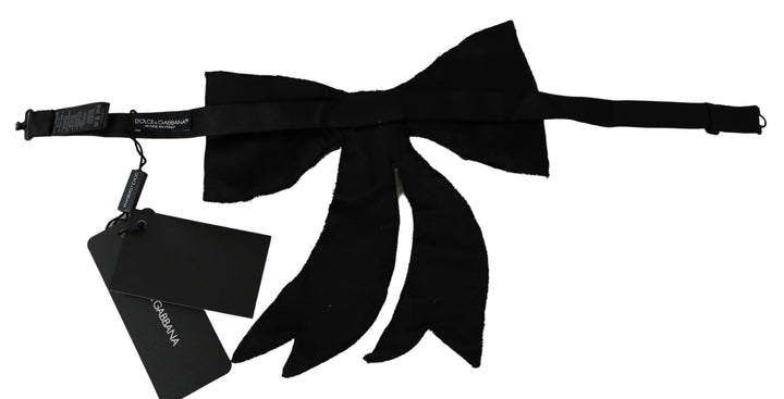 Dolce &amp; Gabbana Silver Tone 100% Silk Crystal Embellished Women  Bowtie