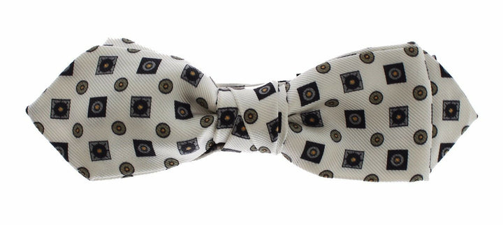 Dolce &amp; Gabbana White Silk Bowtie Leather Men Belt Gift Box