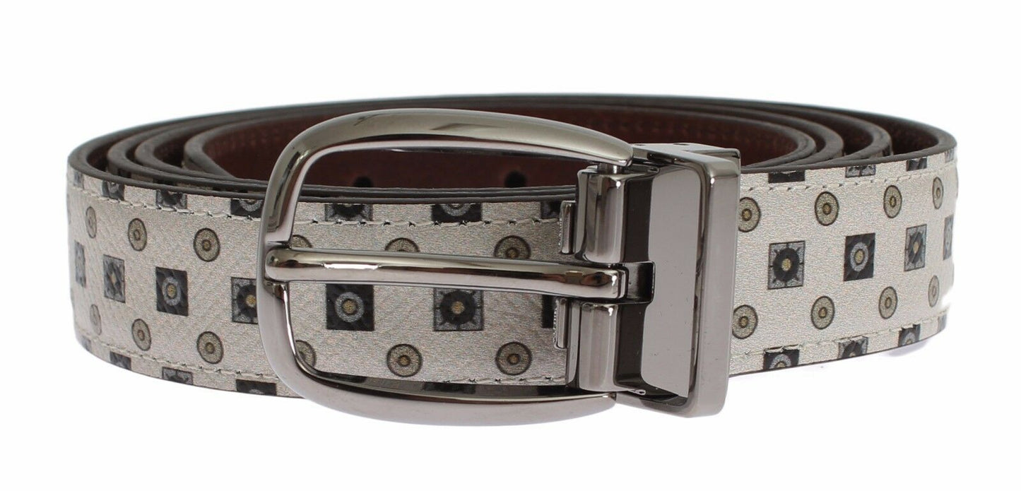 Dolce & Gabbana White Silk Bowtie Leather Men Belt Gift Box