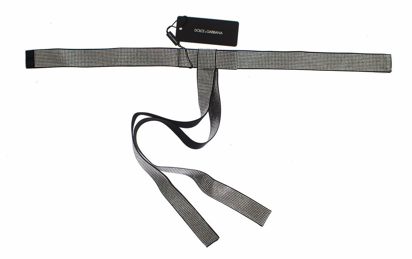 Cinturón de seda negra con lazo de cristal de Dolce Gabbana Glamour