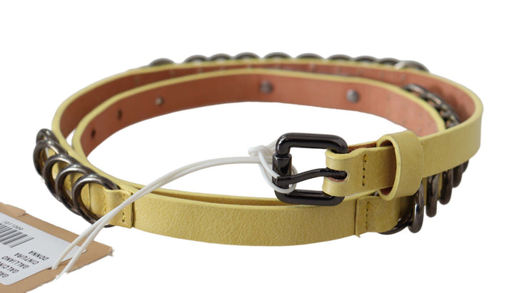 Ceinture fine en cuir jaune chic John Galliano