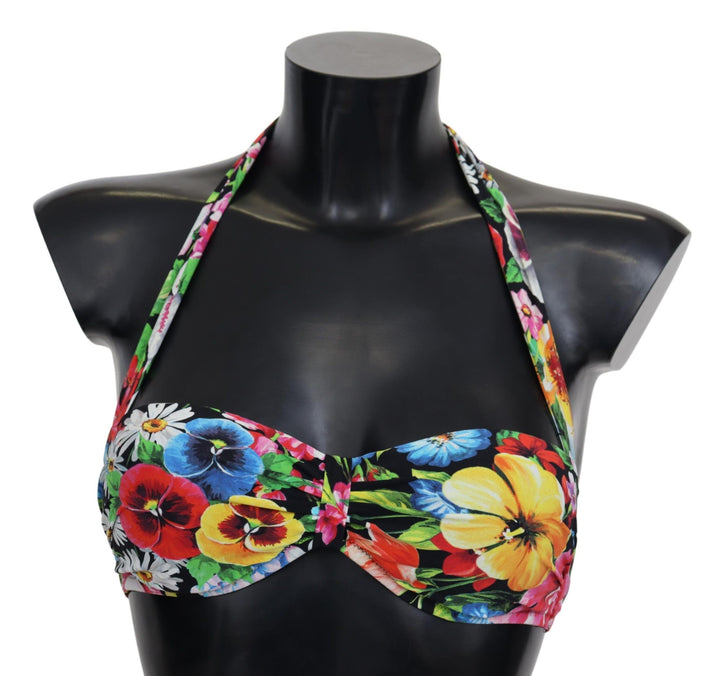 Dolce &amp; Gabbana Multicolor Floral Print Swimwear Bikini Tops