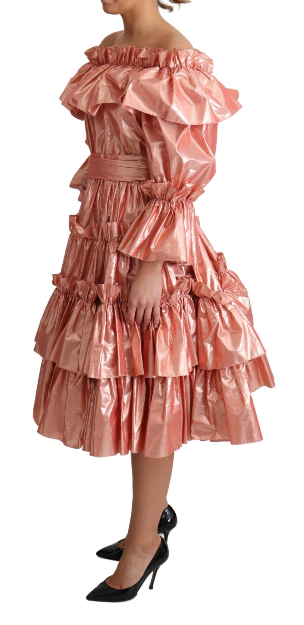 Dolce & Gabbana Pink Ruffled Dress Silk Cotton Gown women’s dress