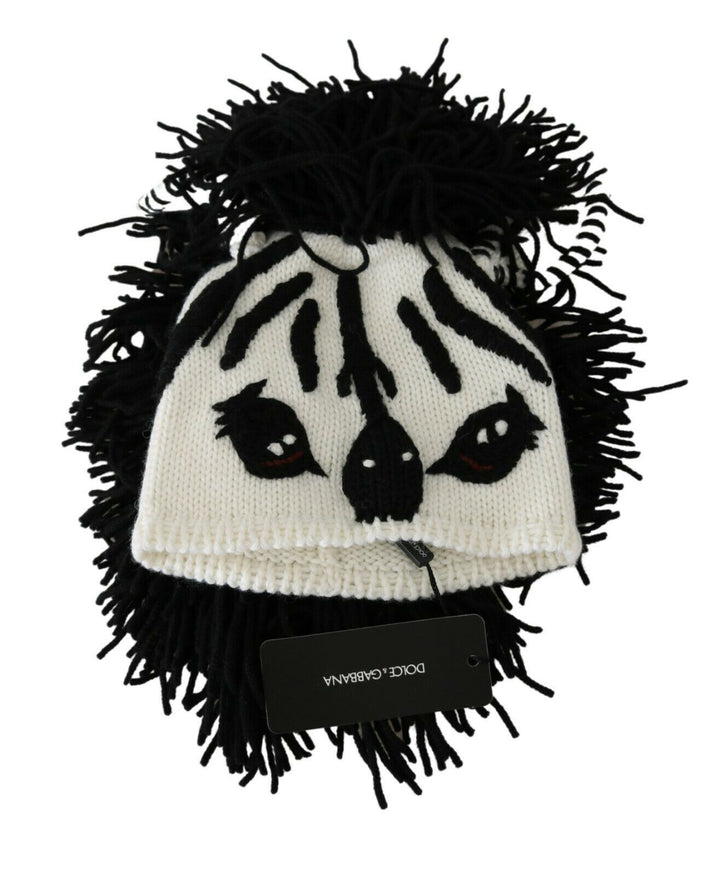 Bonnet en cachemire tricoté noir et blanc Dolce &amp;amp; Gabbana