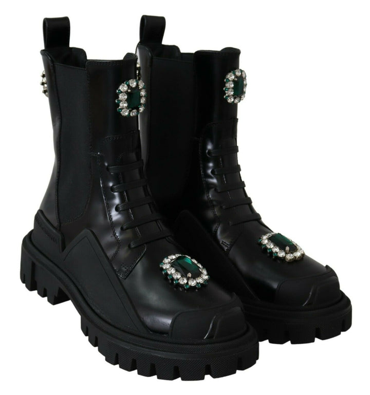 Botas de combate de cuero Dolce &amp;amp; Gabbana Poder de vestir italiano