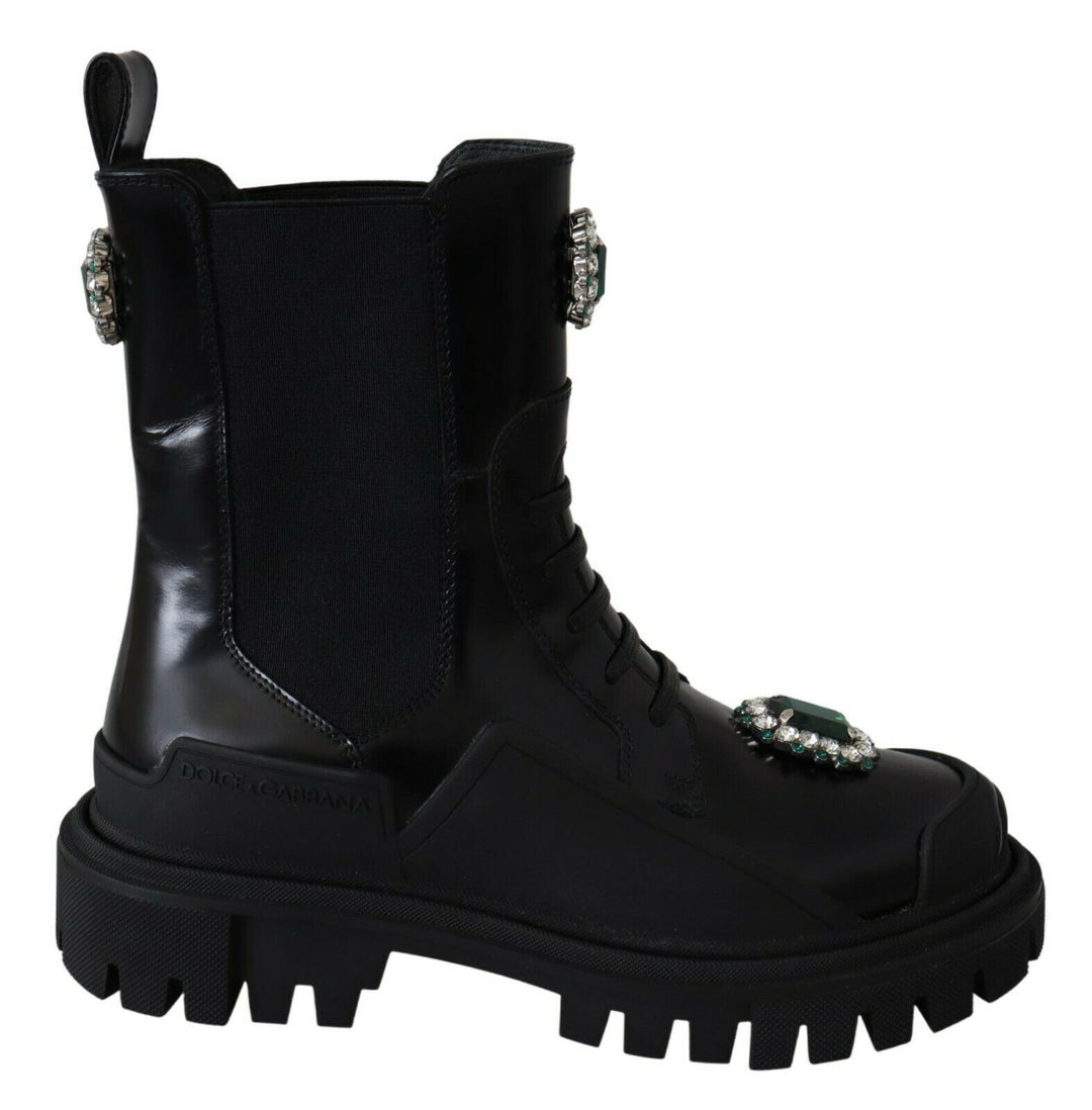 Botas de combate de cuero Dolce &amp;amp; Gabbana Poder de vestir italiano