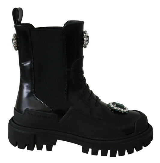 Botas de combate de cuero Dolce &amp; Gabbana Poder de vestir italiano