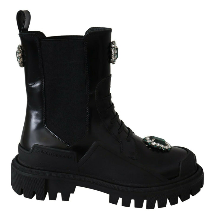 Botas de combate de cuero Dolce &amp;amp; Gabbana Poder de vestir italiano