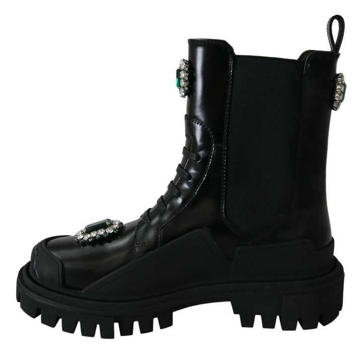 Botas de combate de cuero Dolce &amp;amp; Gabbana Poder de vestir italiano