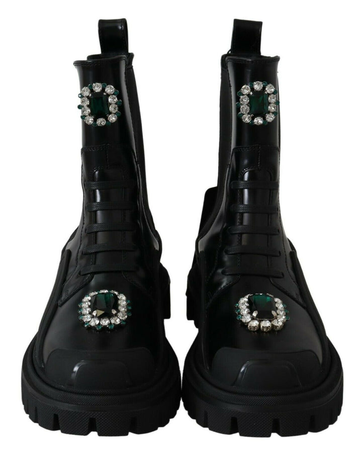 Botas de combate de cuero Dolce &amp;amp; Gabbana Poder de vestir italiano