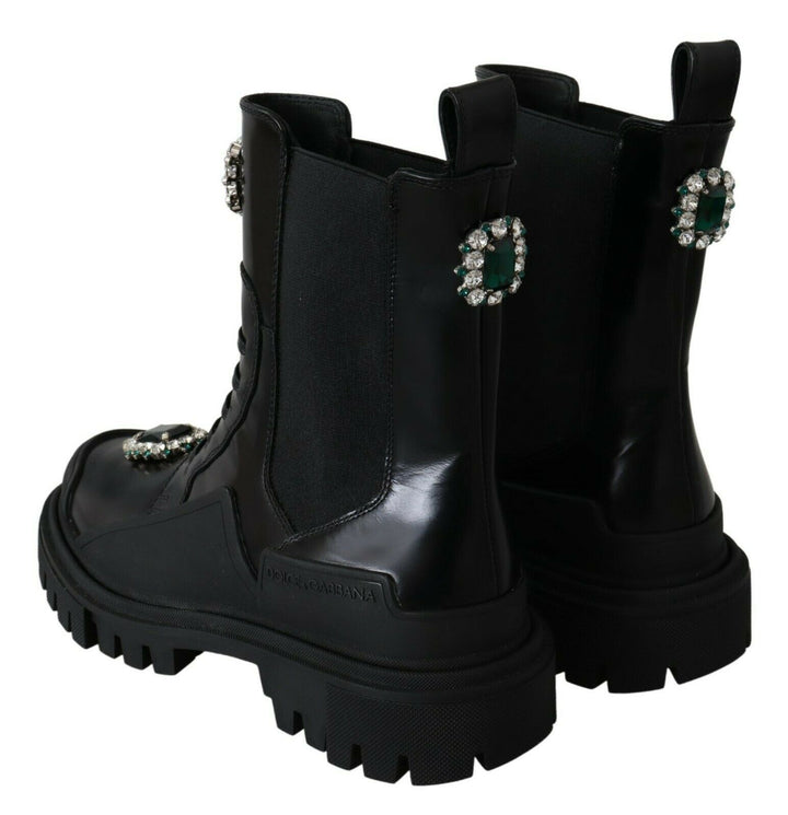 Botas de combate de cuero Dolce &amp;amp; Gabbana Poder de vestir italiano