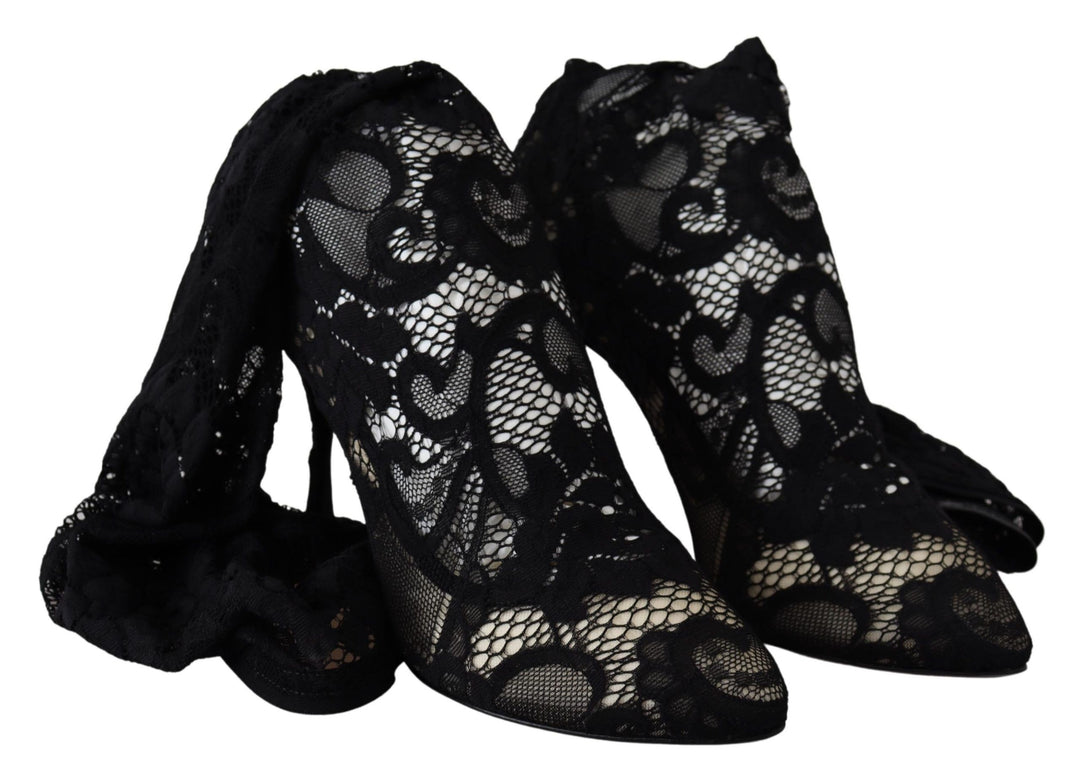 Zapatos de tacón estilo calcetín elásticos negros Dolce Gabbana Sensation