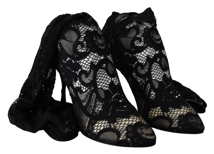 Zapatos de tacón estilo calcetín elásticos negros Dolce Gabbana Sensation